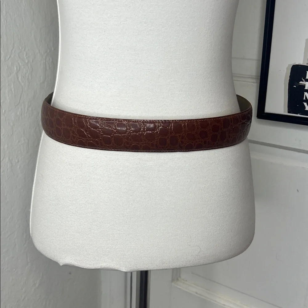 NWT Vintage Milor Brown Reptile Print Belt w/Goldtone Buckle M/L